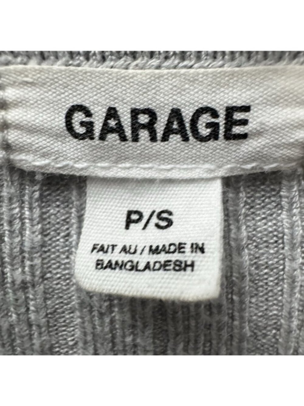 Garage Gray Rib Knit Cropped Cardigan Top Petite Small Y2K Minimalist - Picture 4 of 7